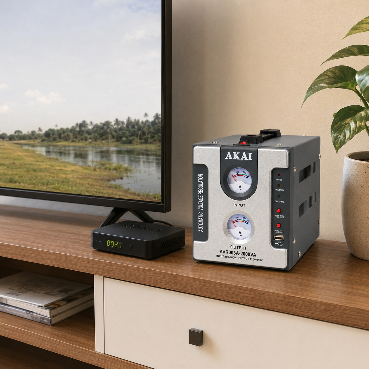 Stabilisateur automatique AKAI 2000 VA – Double affichage numérique